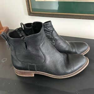 Franco Sarto Black Leather Chelsea Pull-On Ankle Boot